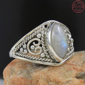 Customized Natural <b>Moonstone</b> 925 Sterling Silver Elegant Vintage <b>Ring</b> Rainbow <b>Moonstone</b> Statement Finger <b>Rings</b> Wholesale Jewelry - Product Image 2