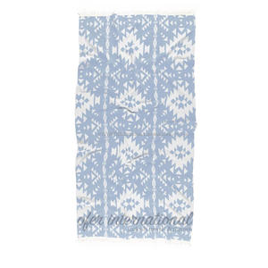Kilim Print Dual Layer Peshtemal <b>Towel</b> - PEST-KLM-BLU <b>Blue</b> Jacquard Woven Collection Turkish Made - Product Image 2