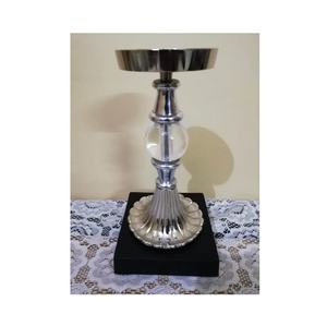 Porte-bougie en Aluminium et laiton, porte-bougie à pilier plaqué argent et nickel pour décoration de chambre - Product Image 1