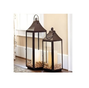 Linterna de vela de vidrio de hierro con acabado rústico para decoración del hogar para Navidad - Product Image 2