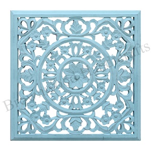 Panneau mural sculpté floral en MDF carré de luxe pour décor de chambre à coucher et de bureau Mandala décoratif en bois oeuvre en gros - Product Image 3