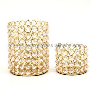 Bougeoirs décoratifs en métal/cristal perlé pour mariage, fabriqués à la main, décoration de table pour la maison - Product Image 3