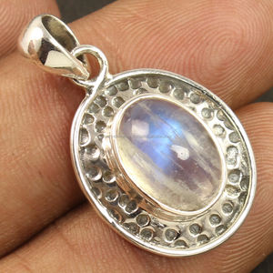 Formel professionnel Vintage Style 925 argent Sterling nouveau Solitaire pendentif naturel arc-en-ciel pierre de lune pierre précieuse Design Unique - Product Image 2