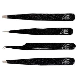 Nouvel ensemble professionnel de 4 pinces et coupe-ongles à paillettes noires, idéal pour les extensions de cils et le nail art (ODM/OEM) - Vente chaude 2026 - Product Image 1