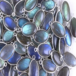 92.5 Silver Top Quality Natural Labradorite Blue Fire Gemstone Chain Connectors Blue Flash Oval Shape Beads Wholesale - Product Image 2