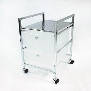 รถเข็นลิ้นชักพลาสติกท่อโลหะเคลื่อนย้ายได้สีขาว - Product Image 1