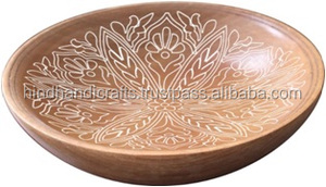 Bol de service rond en bois de style moderne ustensiles de cuisine et vaisselle polis de haute qualité pour restaurant et fête - Product Image 5