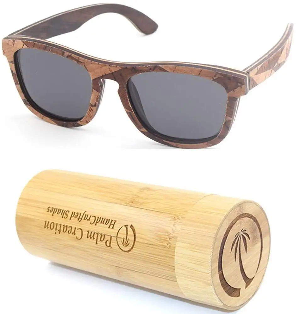 Lunettes de soleil en bois laminé à verres miroir, verres polarisés de marque, bon marché, vente en gros