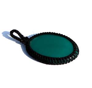 Trending Diamond Quartz Plated Natural Crystal Healing Stone Classic <b>Green</b> Onyx Cabochon Pendant Macrame <b>Cord</b> Wrap Buddhism Gift - Product Image 2