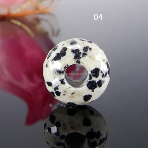 Nueva colección de cuentas de piedra de jaspe dálmata genuina 5,5x8x14mm gran agujero redondo facetado para la fabricación de joyas - Product Image 5