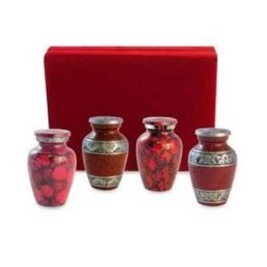 <b>Memorial</b> Hug & Kisses Pink Set of 4 <b>Keepsake</b> Pets Cremation Urns with Velvet Box for Funeral Ashes Metal Brass/Aluminum - Product Image 3