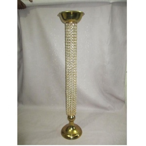 Pièce maîtresse de mariage de style Ins fait à la main décoration de fleurs en cristal et en verre candélabres de mariage personnalisés - Product Image 2