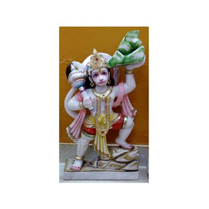 Lujo de mármol blanco Bhajrangbali Hanuman estatua de pie - Product Image 1