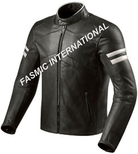 Blouson homme, en cuir de vache véritable, marron, pour moto - Product Image 3