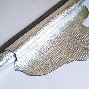 Cuir de peau de mouton gaufré indonésien argenté écologique de haute qualité pour chaussures de créateurs sacs à main motif fini fendu - Product Image 1