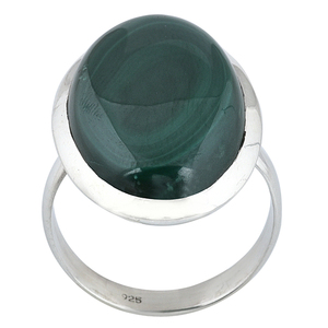Anillo de Plata de Ley 925 con piedras preciosas de malaquita verde ovalada, joyería elegante, clásico, chapado en plata, anillo de moda para Unisex - Product Image 1