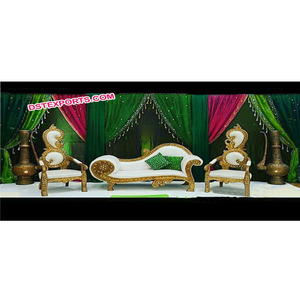 Muebles para bodas: Elegante juego de sofás italianos para bodas, juego de sofás de madera tallada con metal, precio de fábrica, sofá de madera de teca para EE. UU. - Product Image 1