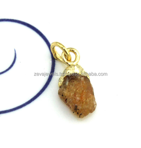 Colgante de cuarzo de citrino y cereza, amuleto de Latón chapado en oro con piedras preciosas de una sola bail, fabricante de joyas - Product Image 5