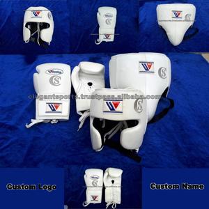 Juego de engranajes de boxeo de piel auténtica, Logo personalizado, color blanco, cualquier tamaño - Product Image 2