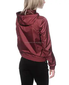 Two tone metallic Waterproof 100% polyester Nylon Anorak Windbreakers Jackets coat women Ring zipper blank rock