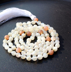 Moda 2022, piedra lunar, borla anudada, Yoga, Mala 108, cuentas, collar, joyería de piedras preciosas artesanales - Product Image 6