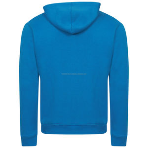 De algodón liso azul en blanco con capucha para hombres - Product Image 5