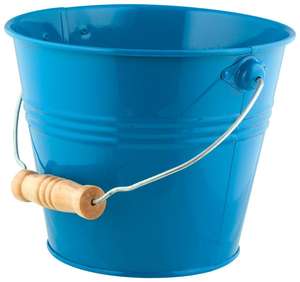 New Galvanized Metal Red Pail Bucket with <b>Wood</b> Handle for Indoor Garden Decor Flower Planter Multi Usable Pail Bucket - Product Image 2