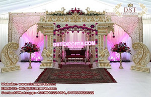 Nuevo diseño hindú boda Mandap fibra dorada Mandap venta asequible mejor diseñador indio boda decoración Mandap Australia - Product Image 5