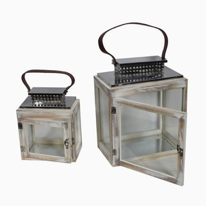 Linternas de vela de madera decorativas para el hogar, antiguas - Product Image 1