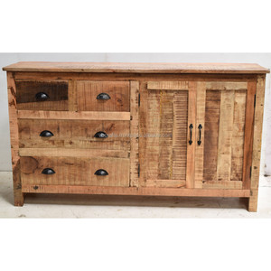 Aparador de Madera de Mango Maciza de Estilo Industrial Moderno Urbano, Diseño Antiguo con Puerta y Cajón para Comedor, Oficina, Hogar, Sala de Estar - Product Image 4