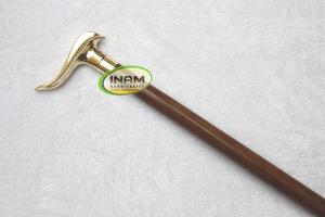 Canne de randonnée pliante en bois à poignée de poisson faite à la main de concepteur antique bâton de marche léger avec pointe en caoutchouc de qualité supérieure - Product Image 3