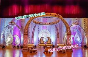 Imperial Wedding Golden Fiber Mandapam Modern Designed Wedding Mandap Trending Indian Customized Wedding Mandap Pillar Set USA - Product Image 3