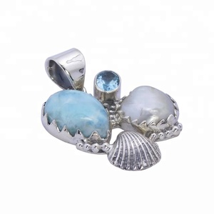 Latest Design Wholesale <b>Larimar</b> Pearl Multi Gemstone Pendant Handmade 925 Sterling Silver Fine <b>Jewelry</b> Pendants & Charms <b>Jewelry</b> - Product Image 1