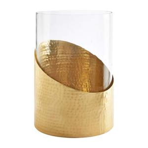 Laiton Antique En métal Martelé Pilier Bougeoir - Product Image 1