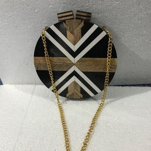 Lametierartz Pochettes traditionnelles en résine avec pierres rondes Sacs à main avec cadre pour soirées - Product Image 2