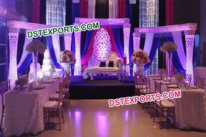 Indian Wedding Stage Set with <b>Gold</b> Fiber Pillars and Cutout <b>Backdrop</b> Manufacturer and Exporter of Wedding Decorations - Product Image 5