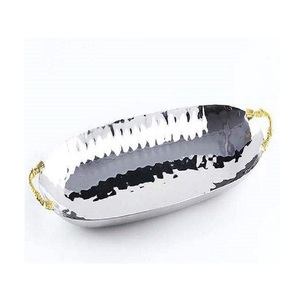 ถาดรูปไข่เคลือบเงาพร้อมด้ามจับชุบทองถาดสแตนเลสสำหรับตกแต่งโต๊ะถาดขนมและขนมหวาน - Product Image 1