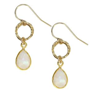 Boucles d'oreilles élégantes en argent sterling 925 Vermeil Bezel Blue Fire Rainbow Moonstone Boucles d'oreilles Bijoux Boucles d'oreilles en forme de poire OEM ODM - Product Image 1