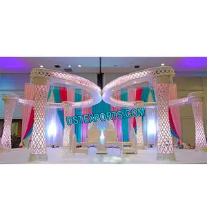 Dromerige Diamond Crystal Wedding Mandap Nieuwste Fiber Crystal Mandaps Wedding Butterfly Crystal Mandap Voor Verkoop