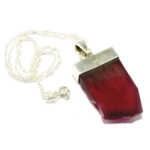 Collar de plata de ley 925 con forma de ónix roja, joyería hecha a mano con piedras preciosas - Product Image 3