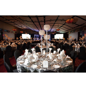 Glamour argent acrylique cristal gobelet métal bougeoir fleur boule support pour mariage table centre de table - Product Image 3