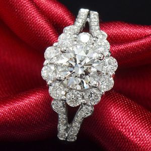 Anillo Floral de moissanita blanca auténtica de 3,00 quilates con certificado en oro blanco de 14k, anillo de moissanita, anillos de compromiso de moissanita - Product Image 3