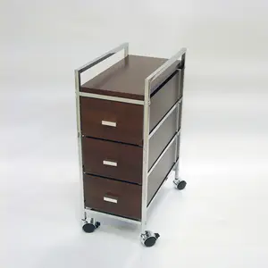 Brown Wooden Household Storage Trolley Cart