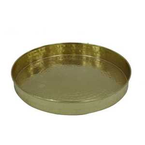 Bandeja de servicio de latón redonda martillada brillante de nuevo diseño 2024 - Product Image 1
