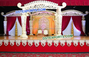 Mandap de Fibra con Aspecto de Madera para Bodas Indias, Hermosa Decoración de Mandap para Bodas, Mandap Tradicional de Fibra para Eventos en EE. UU. - Product Image 3