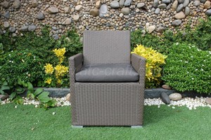 Ensemble de salle à manger en rotin poly moderne résistant aux intempéries, mobilier d'extérieur à cadre en aluminium teck pour hôtels et villas - Product Image 3