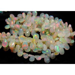 Cuentas de piedras preciosas naturales con forma de pera de fuego múltiple suave de ópalo Etíope para la fabricación de joyas de calidad increíble - Product Image 1