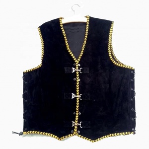 Daim noir Club Gilet Avec Boucle et Bouton VES-0007E - Product Image 1