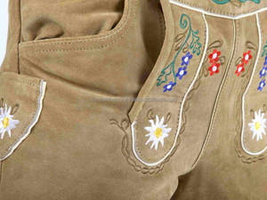 Customize OEM Bavarian Lederhosen <b>Short</b> Trachten Oktoberfest Loden Suede Women Unisex Real Genuine Leather Embossing - Product Image 3