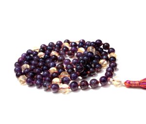 ศิลปินอินเดียทำด้วยมือสร้อยคอพู่มาลาคริสตัลอเมทิสต์ซิทรินธรรมชาติลูกปัดจิตวิญญาณเครื่องประดับโยคะของขวัญมุก - Product Image 3